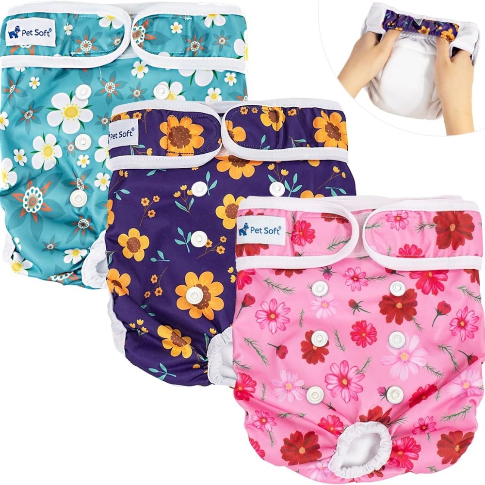 New in Bag Pet Soft  Female Doggy Diapers (3 pack), Size M